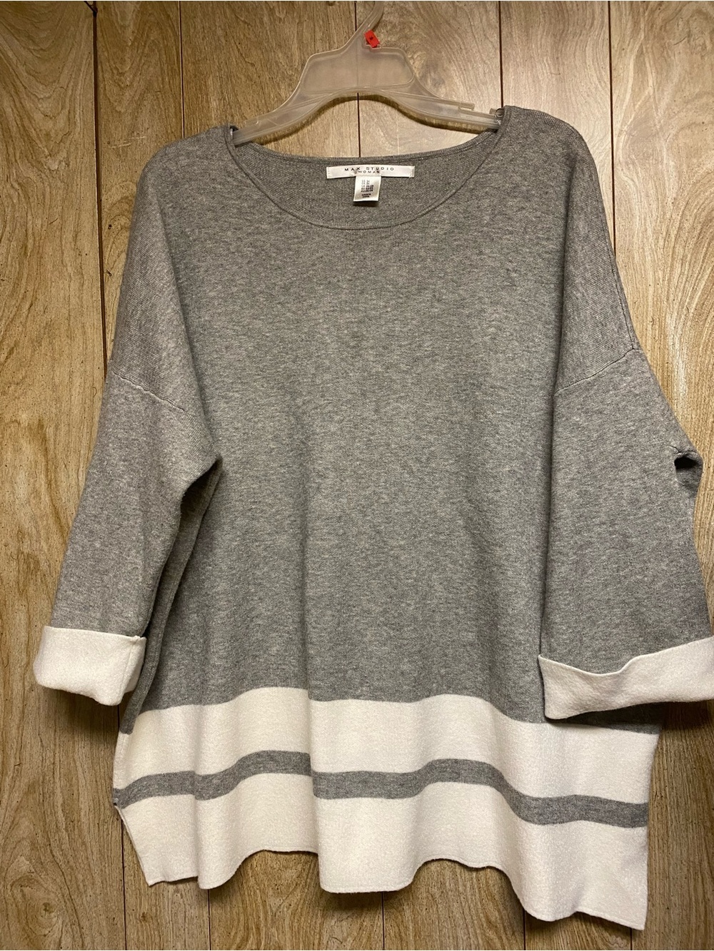 Max Studio Heather Gray Crewneck Sweater